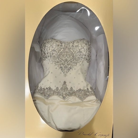 Platinum Priscilla of Boston Elegant Ivory Crystal Embellished Wedding Dress - Picture 11 of 15